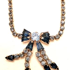 Blue Crystal Bowtie Necklace by Sherman